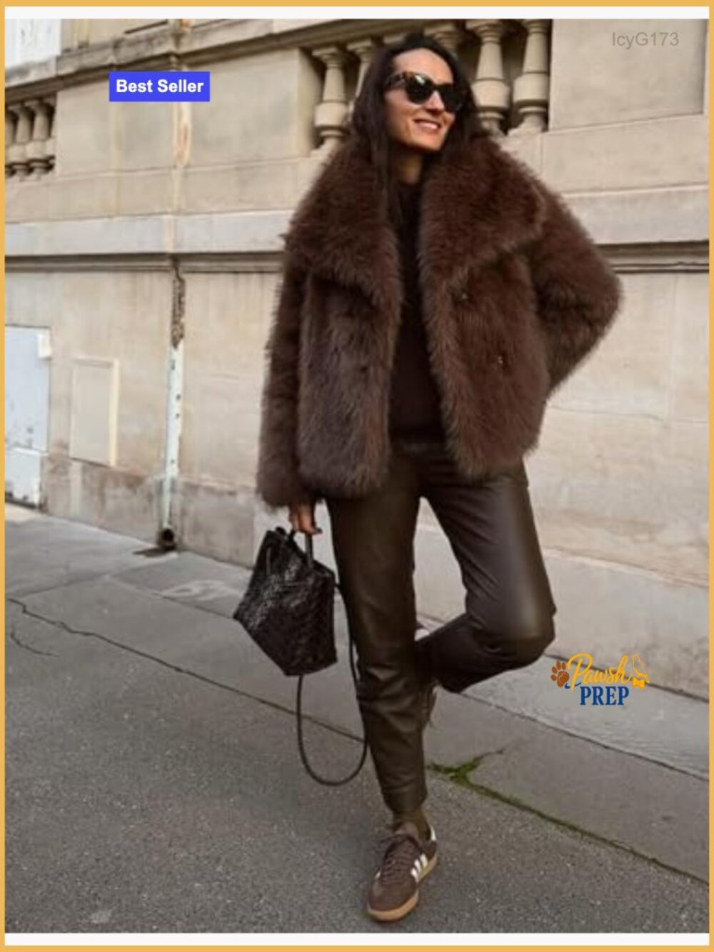 Cropped Faux Fur Coat Lapel Collar Shaggy Jacket for Women - Picture 6 of 7